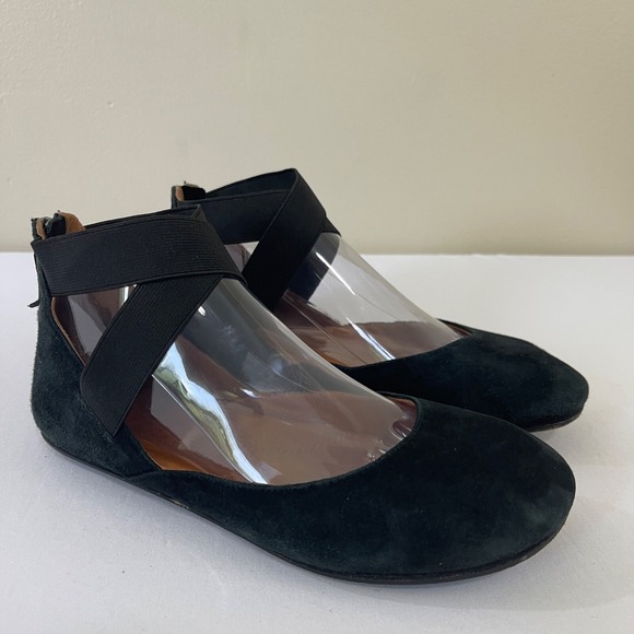Gentle Souls Unique Womens 6.5 Black Suede‎ Leather Strappy Comfort Ballet Flats - Picture 1 of 11